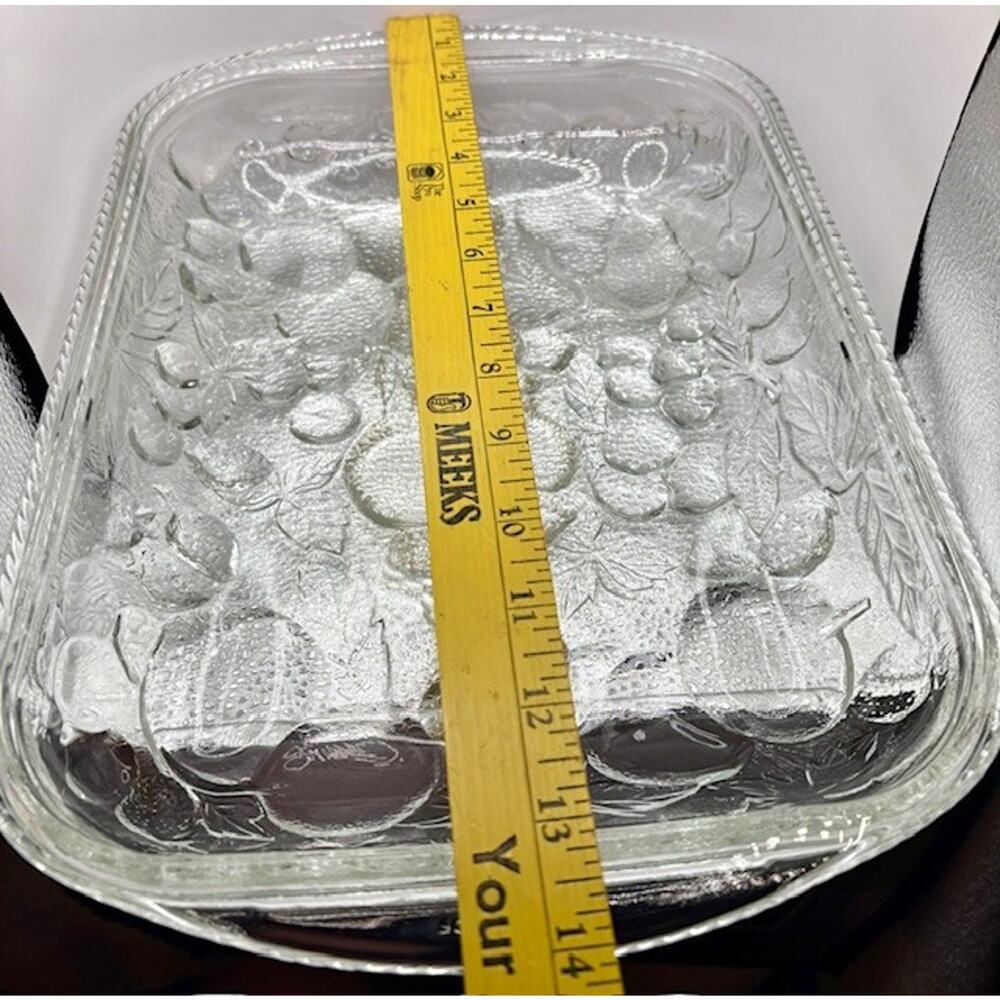 Vintage Libbey Orchard Fruit Clear Baking Dish 13"x9"